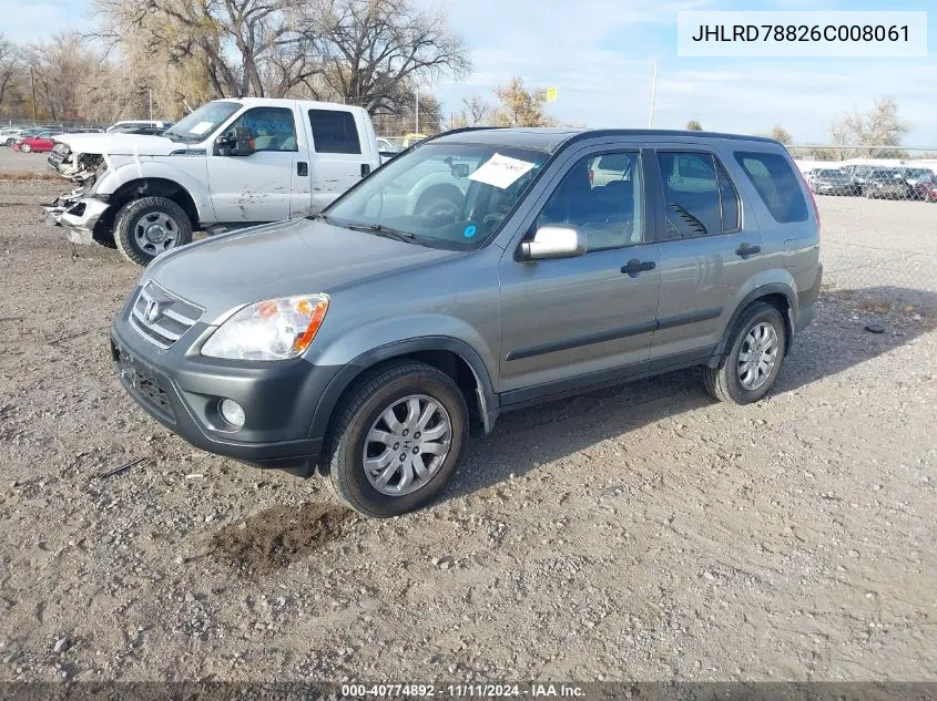 2006 Honda Cr-V Ex VIN: JHLRD78826C008061 Lot: 40774892