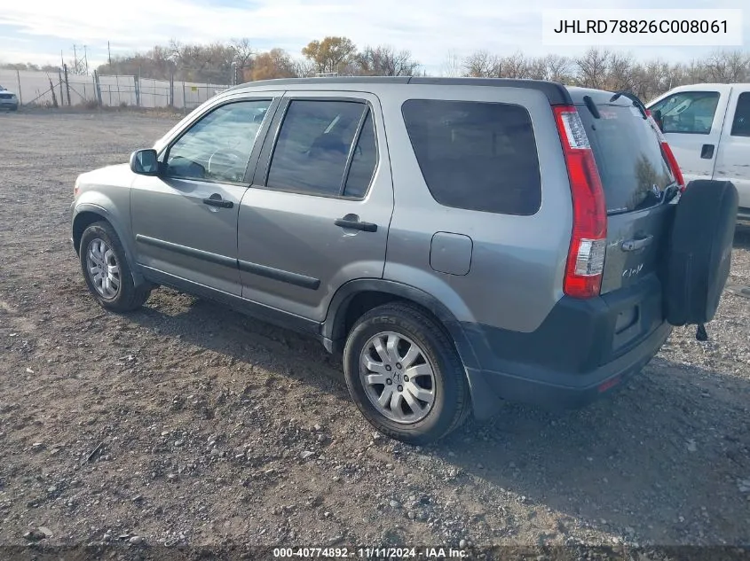 2006 Honda Cr-V Ex VIN: JHLRD78826C008061 Lot: 40774892