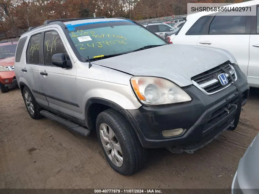 2006 Honda Cr-V Lx VIN: SHSRD68556U402971 Lot: 40777879