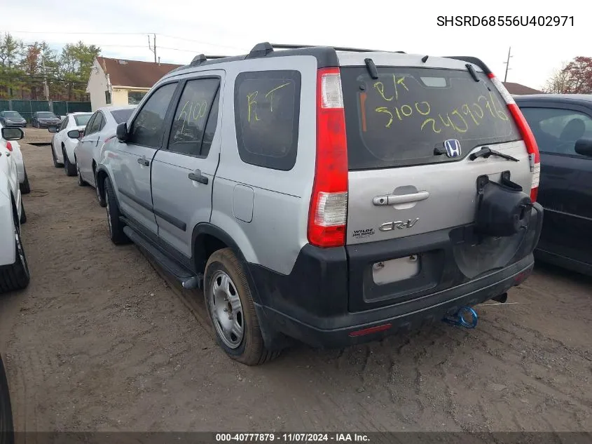 2006 Honda Cr-V Lx VIN: SHSRD68556U402971 Lot: 40777879