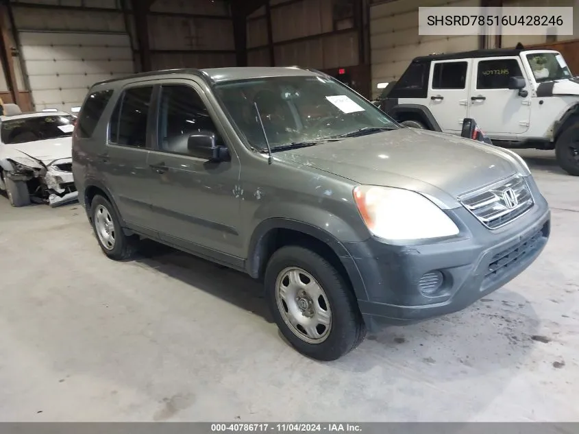 2006 Honda Cr-V Lx VIN: SHSRD78516U428246 Lot: 40786717