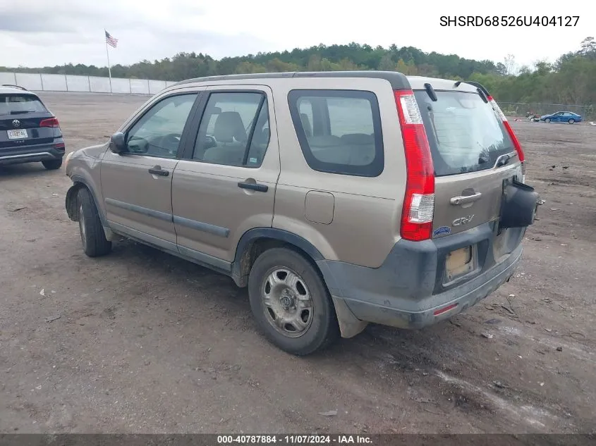 2006 Honda Cr-V Lx VIN: SHSRD68526U404127 Lot: 40787884