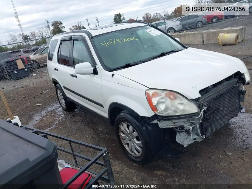 2006 Honda Cr-V Ex VIN: SHSRD78876U424356 Lot: 40797206