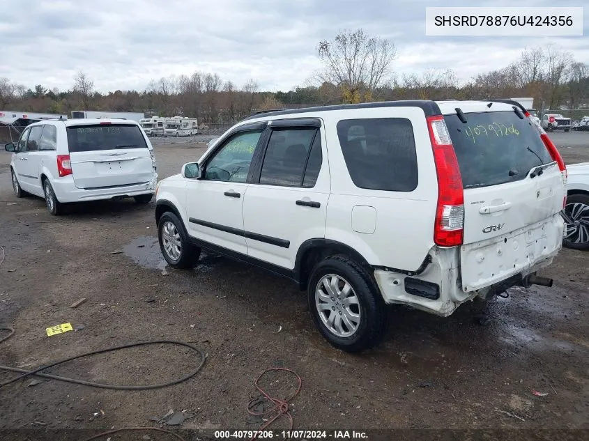 2006 Honda Cr-V Ex VIN: SHSRD78876U424356 Lot: 40797206