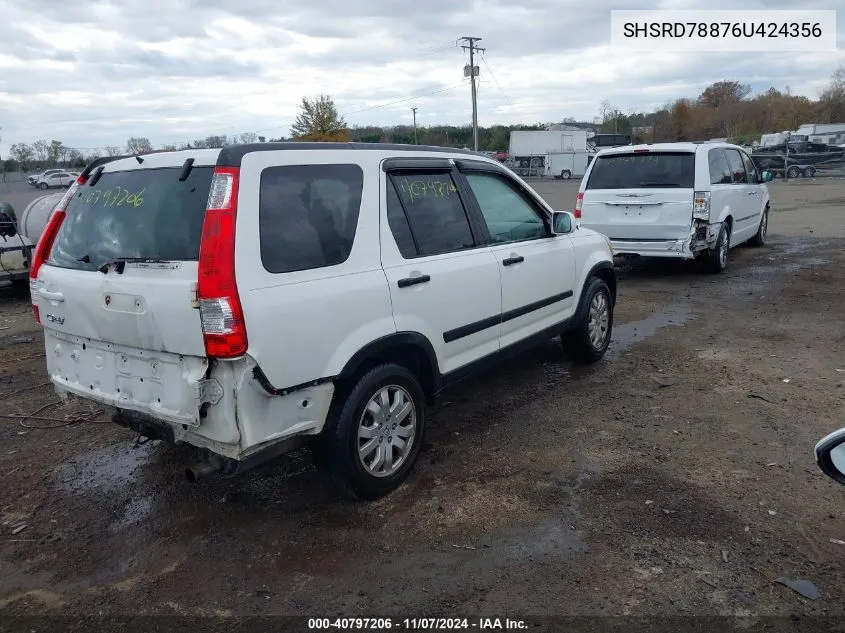 2006 Honda Cr-V Ex VIN: SHSRD78876U424356 Lot: 40797206