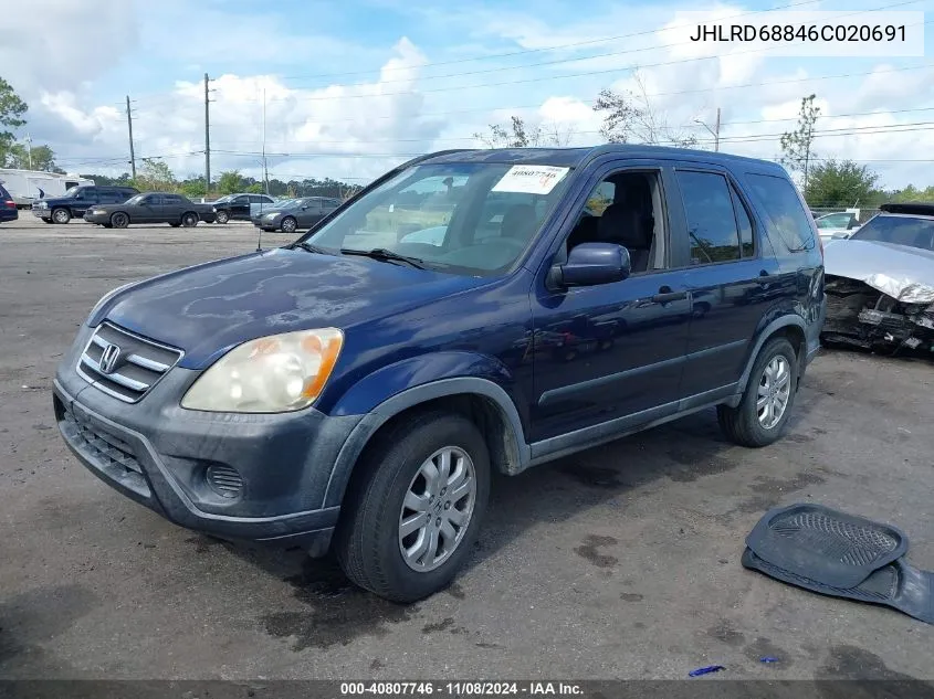 2006 Honda Cr-V Ex VIN: JHLRD68846C020691 Lot: 40807746