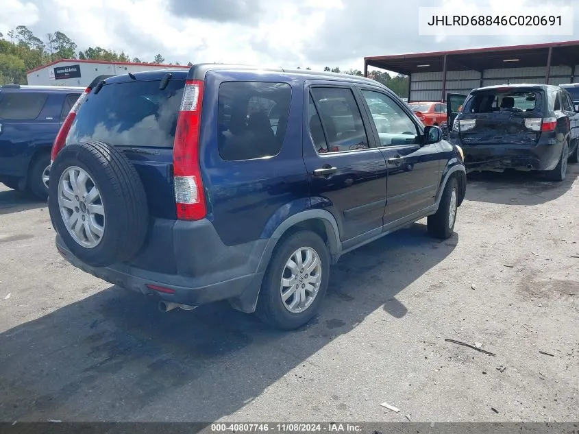 2006 Honda Cr-V Ex VIN: JHLRD68846C020691 Lot: 40807746