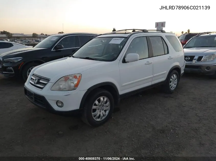 2006 Honda Cr-V Se VIN: JHLRD78906C021139 Lot: 40808370