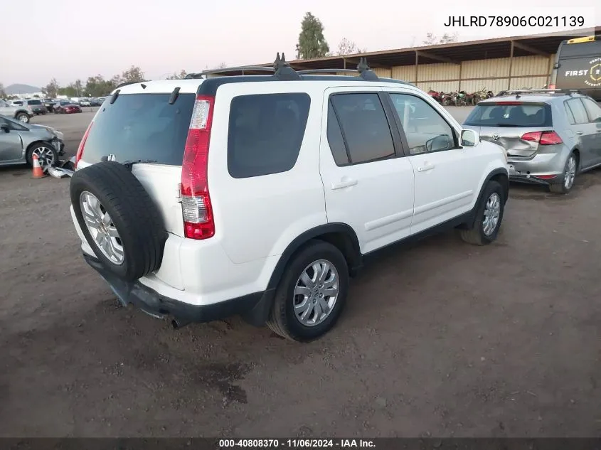 2006 Honda Cr-V Se VIN: JHLRD78906C021139 Lot: 40808370