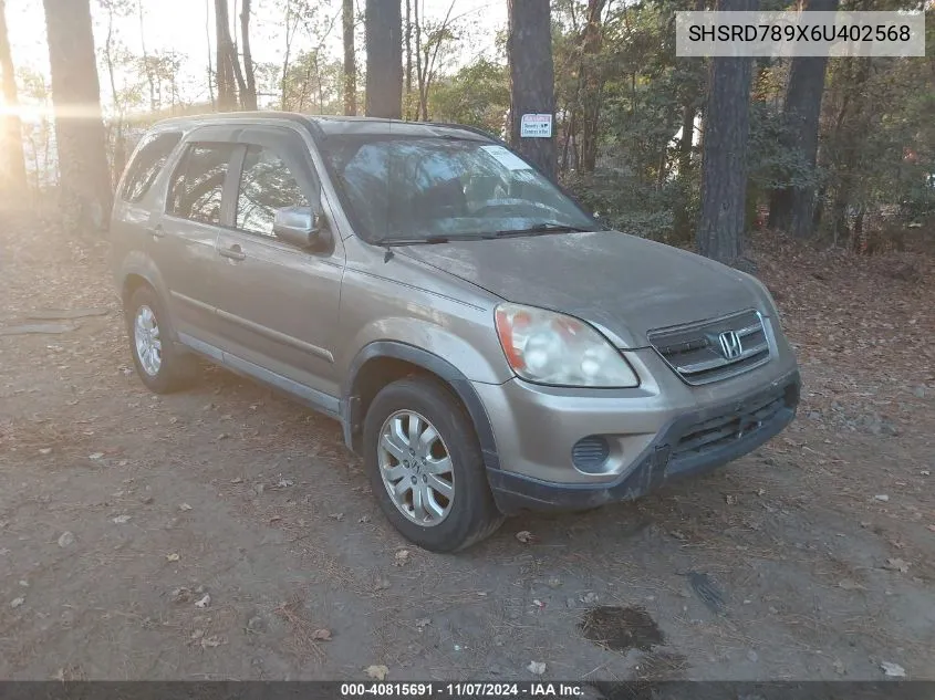 2006 Honda Cr-V Se VIN: SHSRD789X6U402568 Lot: 40815691