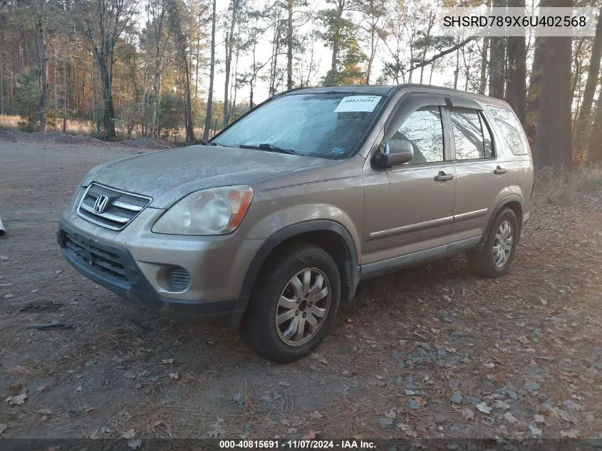 2006 Honda Cr-V Se VIN: SHSRD789X6U402568 Lot: 40815691