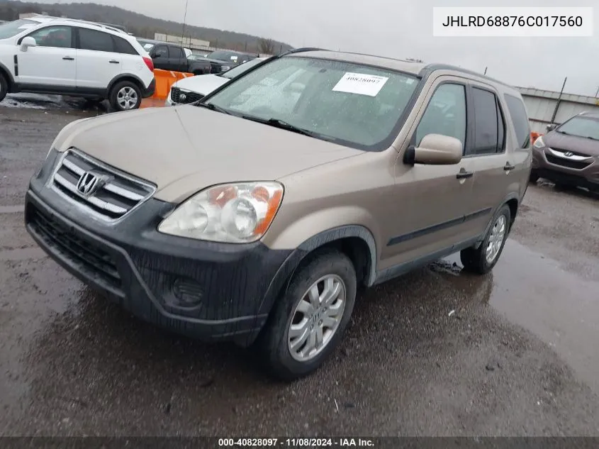 2006 Honda Cr-V Ex VIN: JHLRD68876C017560 Lot: 40828097