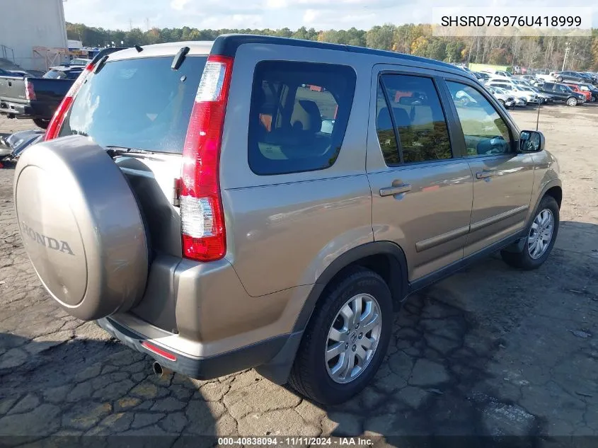 2006 Honda Cr-V Se VIN: SHSRD78976U418999 Lot: 40838094