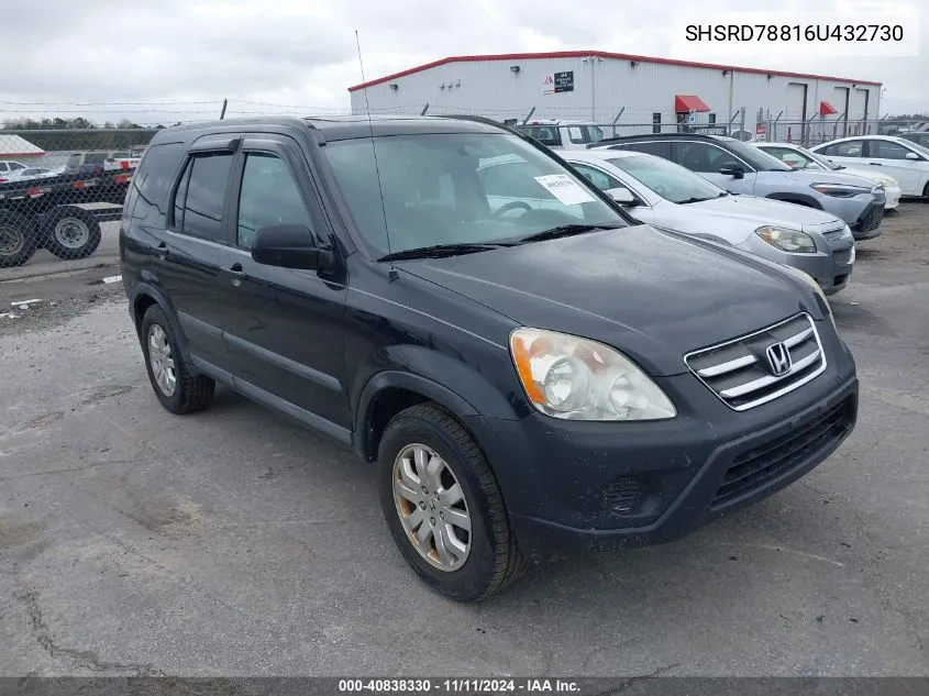 2006 Honda Cr-V Ex VIN: SHSRD78816U432730 Lot: 40838330