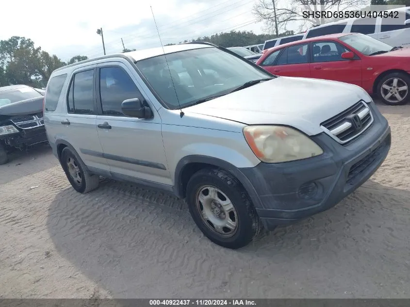 2006 Honda Cr-V Lx VIN: SHSRD68536U404542 Lot: 40922437