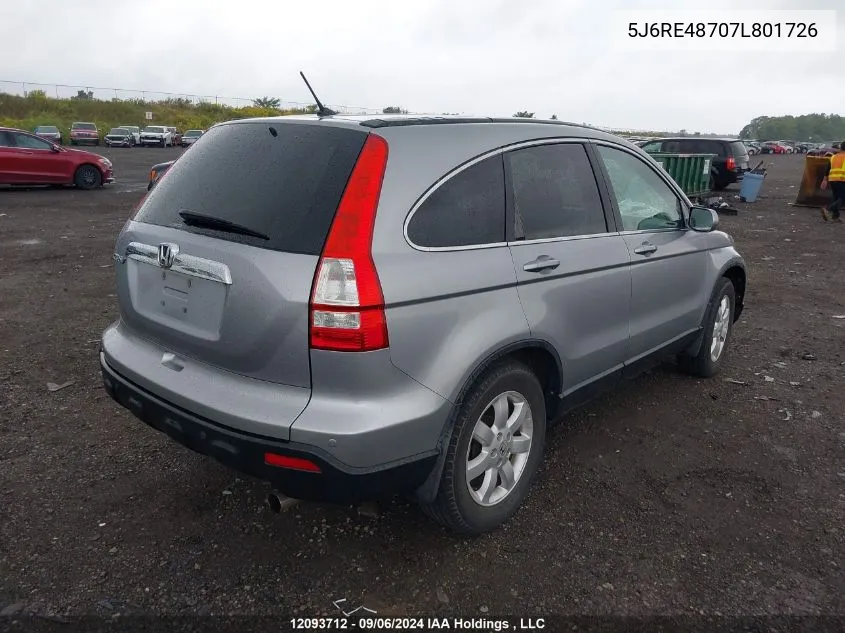 2007 Honda Cr-V VIN: 5J6RE48707L801726 Lot: 12093712