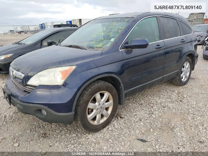 2007 Honda Cr-V VIN: 5J6RE487X7L809140 Lot: 12136306