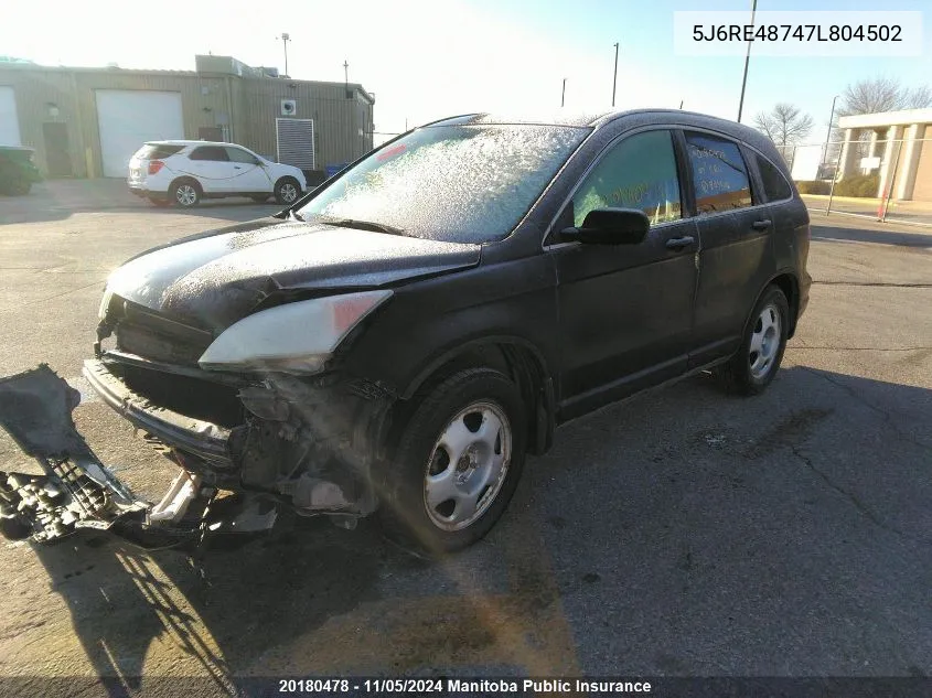 2007 Honda Cr-V Ex-L VIN: 5J6RE48747L804502 Lot: 20180478