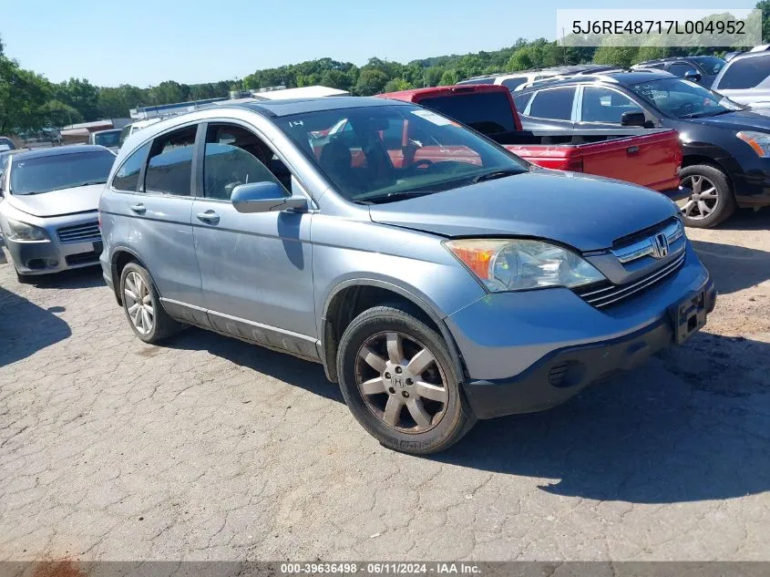 2007 Honda Cr-V Ex-L VIN: 5J6RE48717L004952 Lot: 39636498