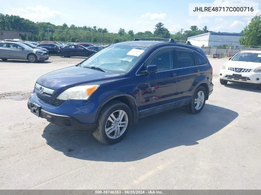 2007 Honda Cr-V Ex-L VIN: JHLRE48717C000716 Lot: 39746353