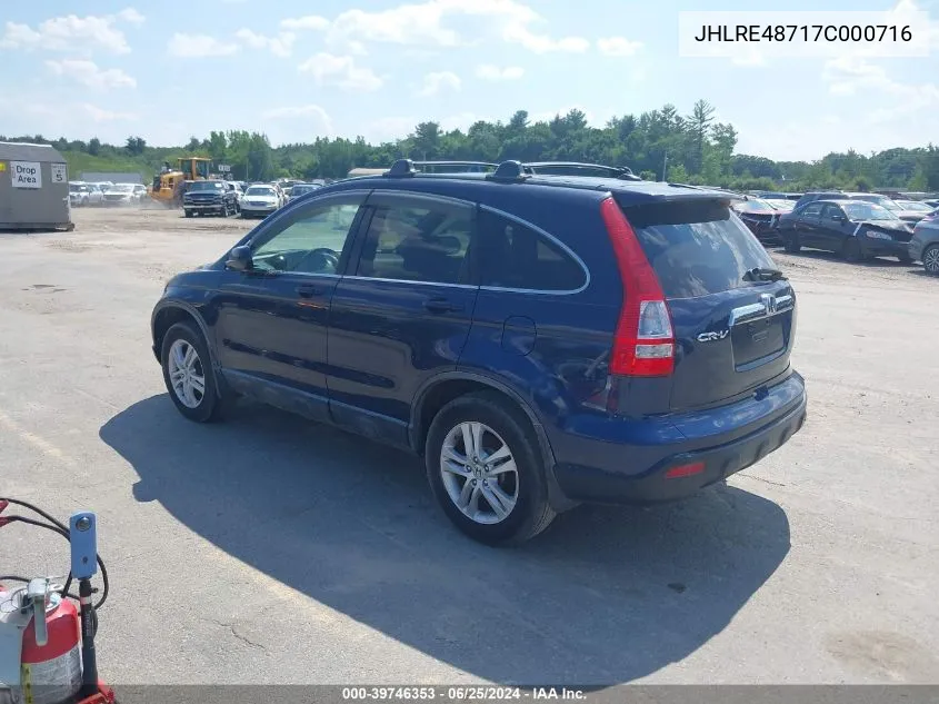 2007 Honda Cr-V Ex-L VIN: JHLRE48717C000716 Lot: 39746353