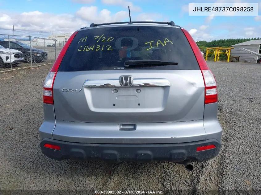 JHLRE48737C098258 2007 Honda Cr-V Ex-L