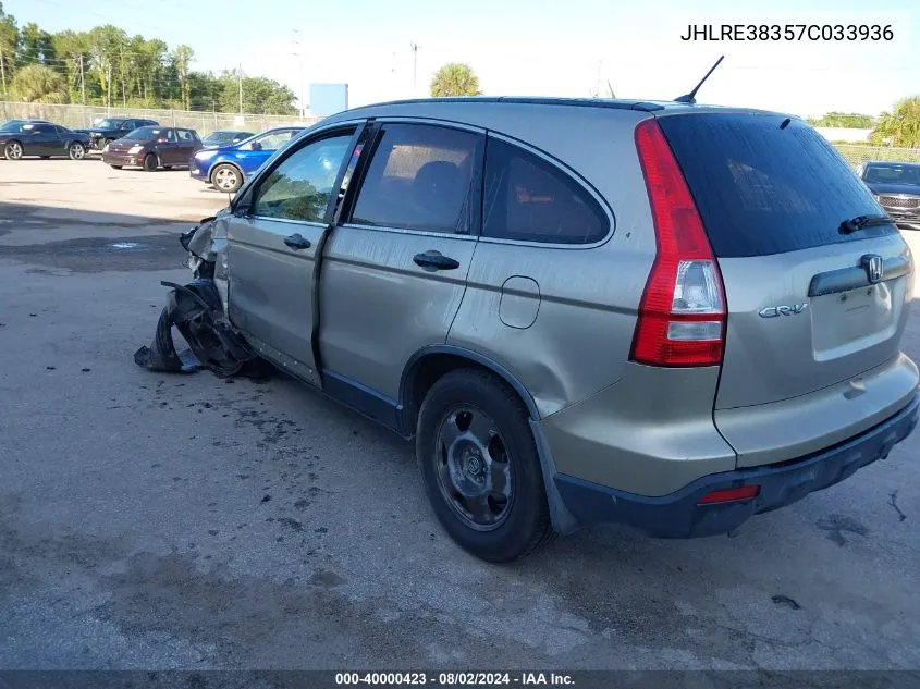 2007 Honda Cr-V Lx VIN: JHLRE38357C033936 Lot: 40000423