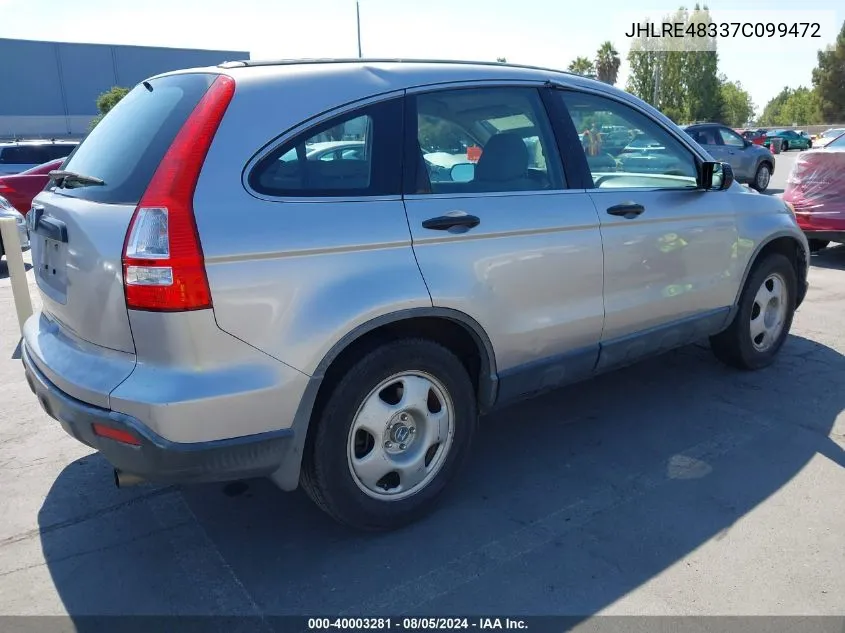 2007 Honda Cr-V Lx VIN: JHLRE48337C099472 Lot: 40003281