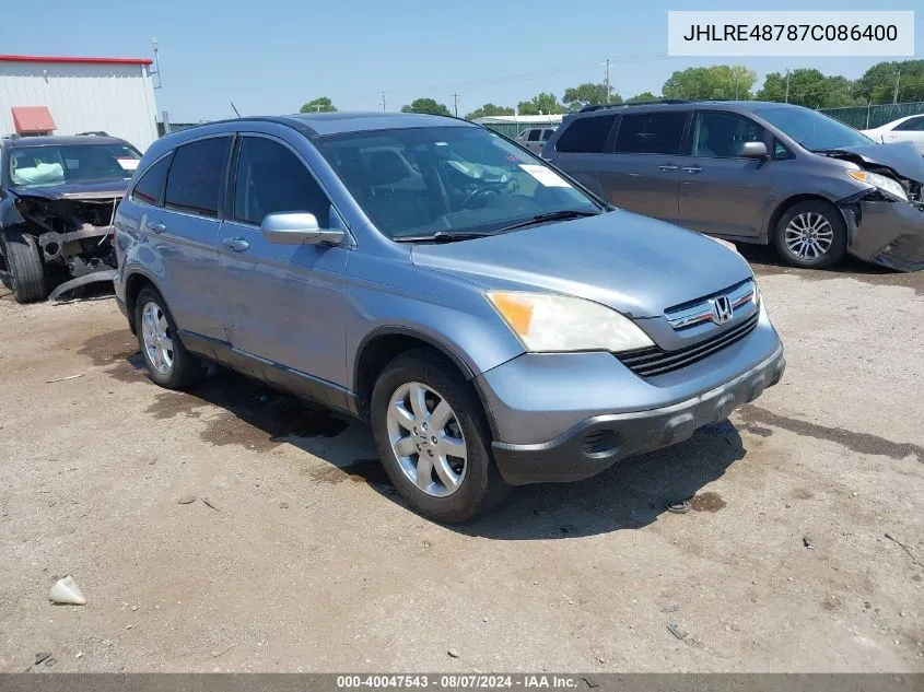 2007 Honda Cr-V Ex-L VIN: JHLRE48787C086400 Lot: 40047543