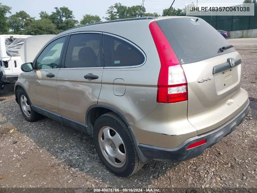 2007 Honda Cr-V Lx VIN: JHLRE48357C041038 Lot: 40078766