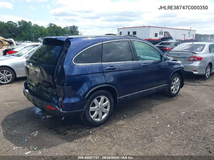 2007 Honda Cr-V Ex-L VIN: JHLRE38747C000350 Lot: 40087727