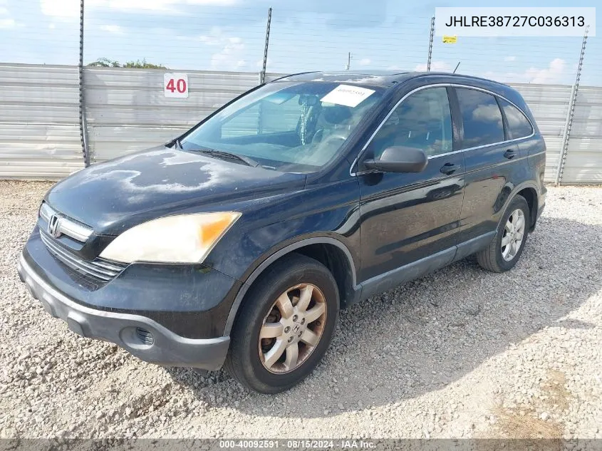 2007 Honda Cr-V Ex-L VIN: JHLRE38727C036313 Lot: 40092591