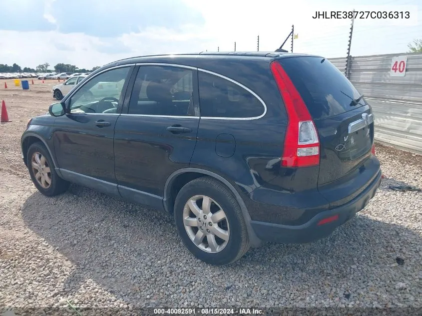 2007 Honda Cr-V Ex-L VIN: JHLRE38727C036313 Lot: 40092591