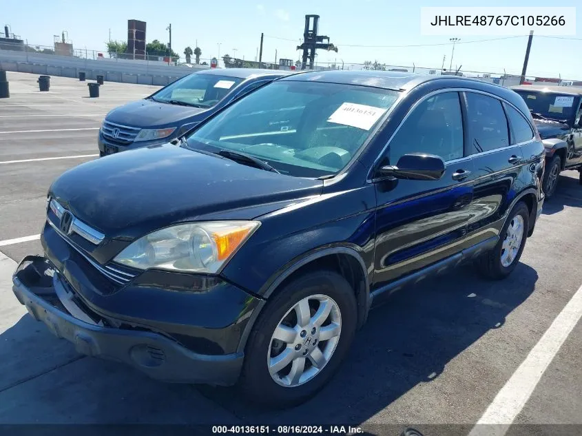 2007 Honda Cr-V Ex-L VIN: JHLRE48767C105266 Lot: 40136151