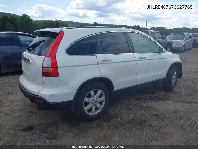 2007 Honda Cr-V Ex-L VIN: JHLRE48767C027765 Lot: 40155418