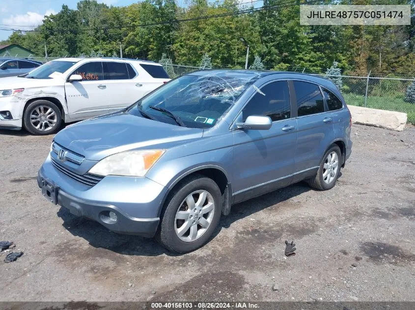 2007 Honda Cr-V Ex-L VIN: JHLRE48757C051474 Lot: 40156103