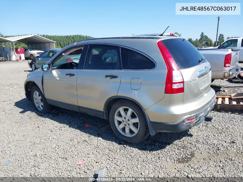 2007 Honda Cr-V Ex VIN: JHLRE48567C063017 Lot: 40186423