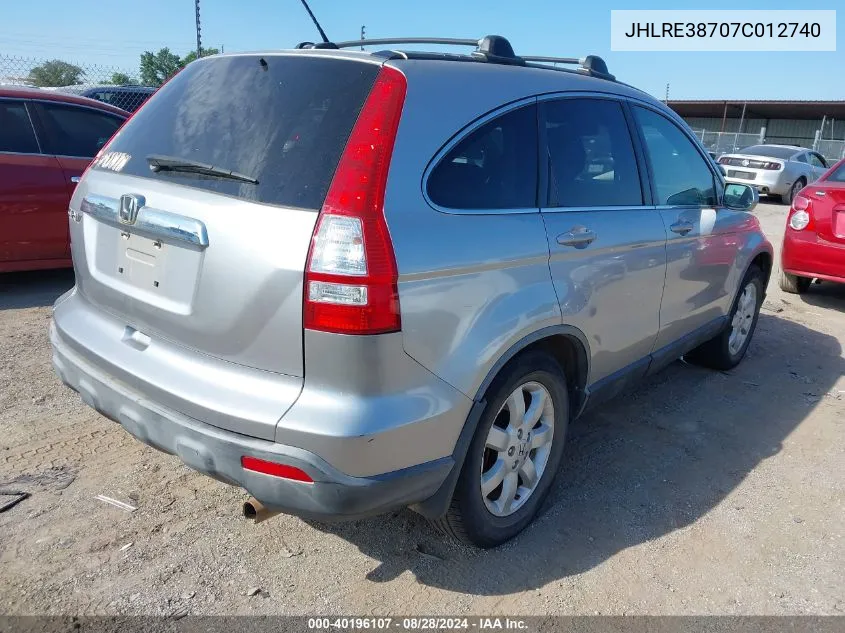 2007 Honda Cr-V Ex-L VIN: JHLRE38707C012740 Lot: 40196107