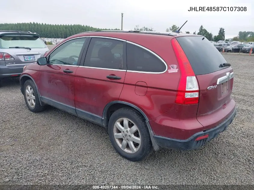 2007 Honda Cr-V Ex VIN: JHLRE48587C107308 Lot: 40257344