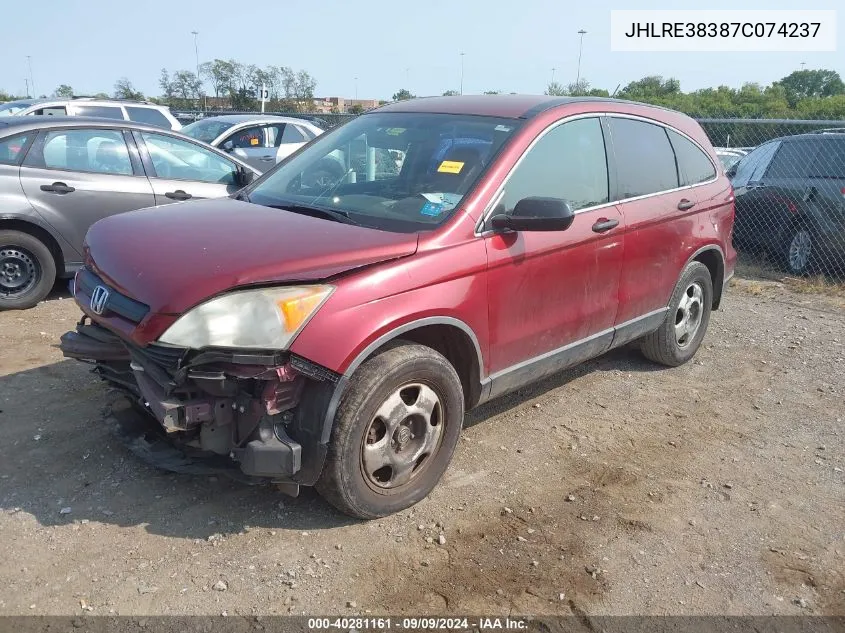 2007 Honda Cr-V Lx VIN: JHLRE38387C074237 Lot: 40281161