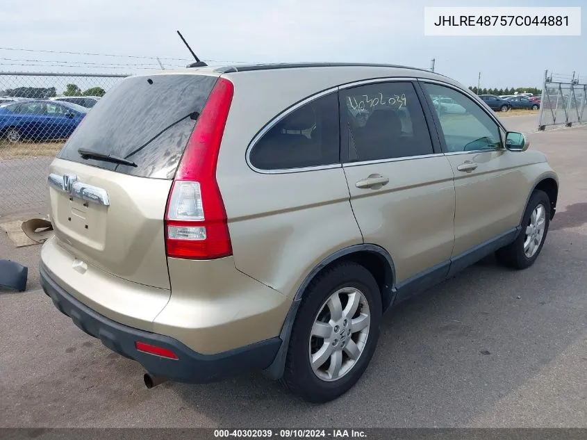 2007 Honda Cr-V Ex-L VIN: JHLRE48757C044881 Lot: 40302039