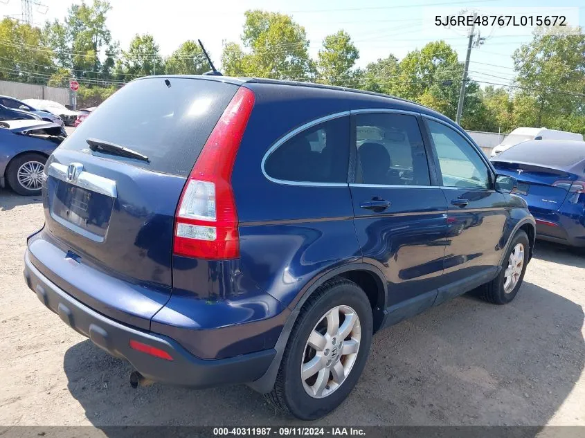 2007 Honda Cr-V Exl VIN: 5J6RE48767L015672 Lot: 40311987