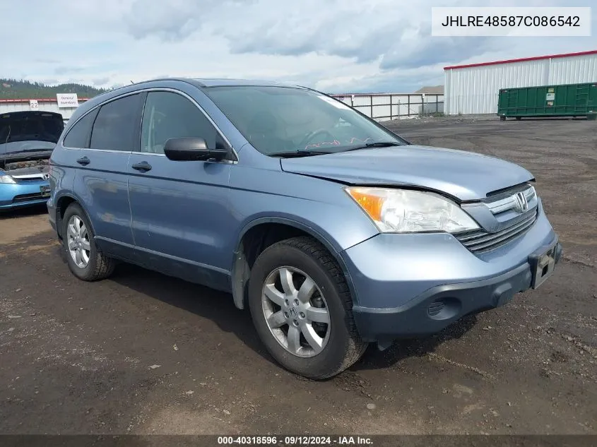 2007 Honda Cr-V Ex VIN: JHLRE48587C086542 Lot: 40318596