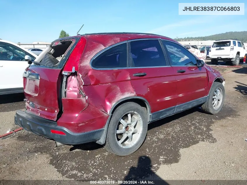 2007 Honda Cr-V Lx VIN: JHLRE38387C066803 Lot: 40373019