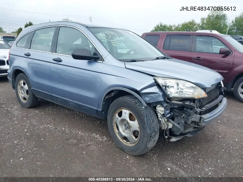 2007 Honda Cr-V Lx VIN: JHLRE48347C055612 Lot: 40386913