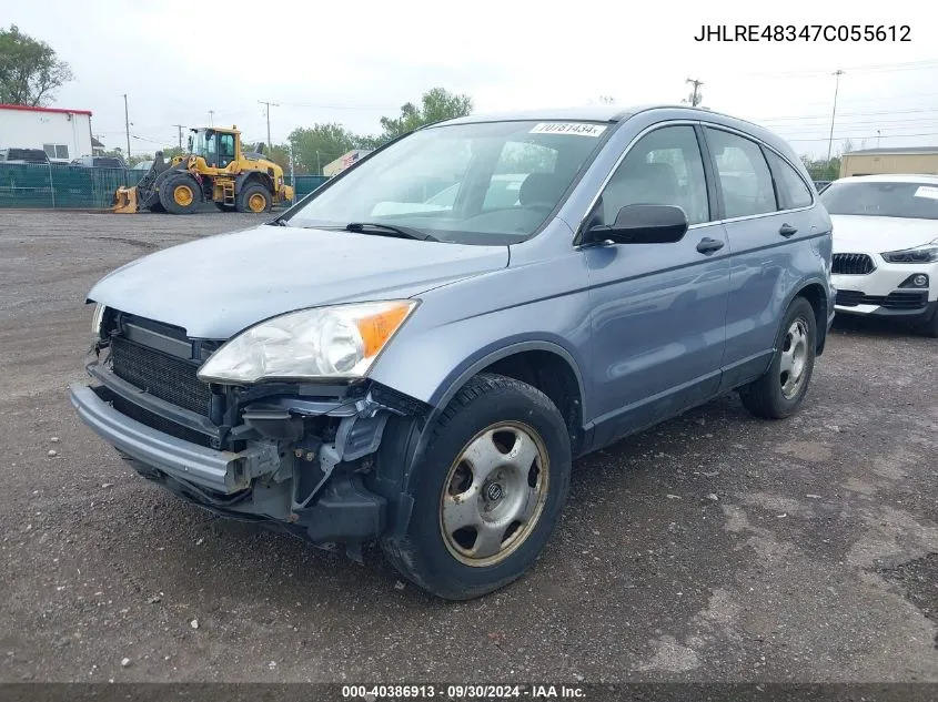 2007 Honda Cr-V Lx VIN: JHLRE48347C055612 Lot: 40386913