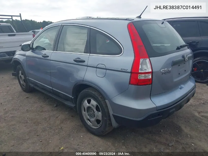 2007 Honda Cr-V Lx VIN: JHLRE38387C014491 Lot: 40400590