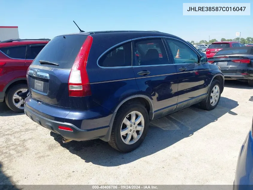 2007 Honda Cr-V Ex VIN: JHLRE38587C016047 Lot: 40406786