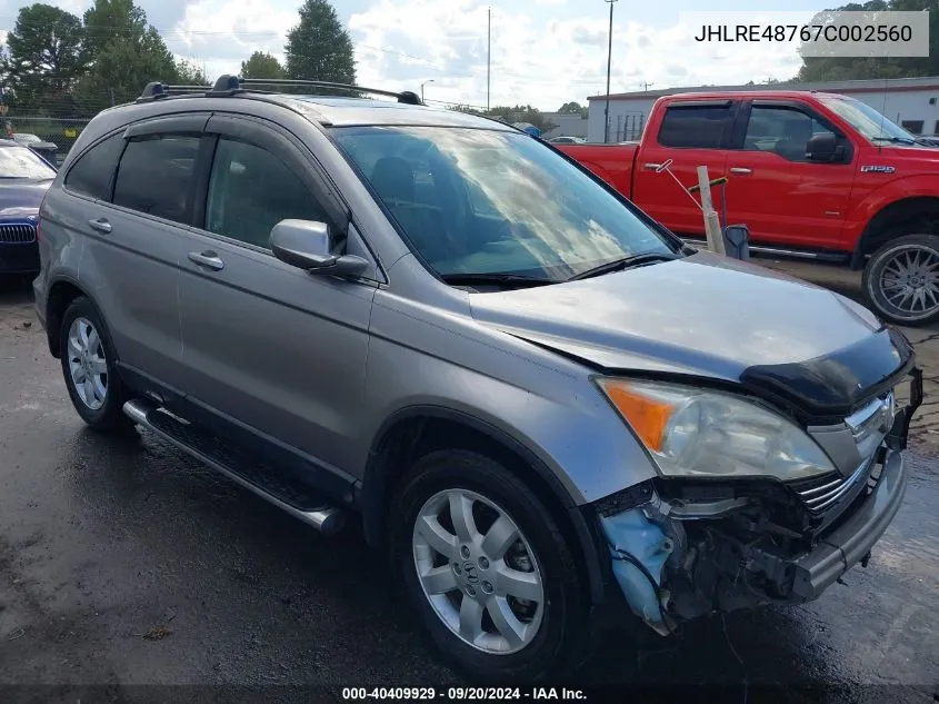 2007 Honda Cr-V Ex-L VIN: JHLRE48767C002560 Lot: 40409929