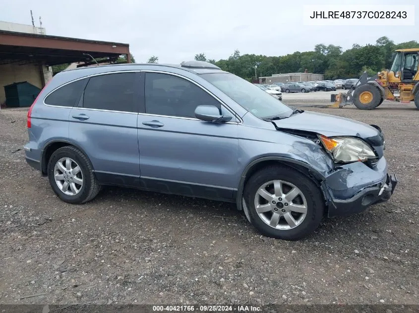 2007 Honda Cr-V Ex-L VIN: JHLRE48737C028243 Lot: 40421766